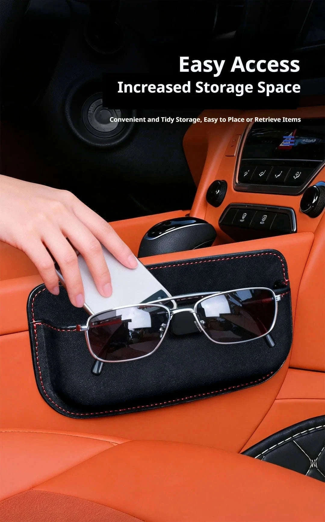 Car Seat Side Organizer with Glasses Storage-Pu leather
