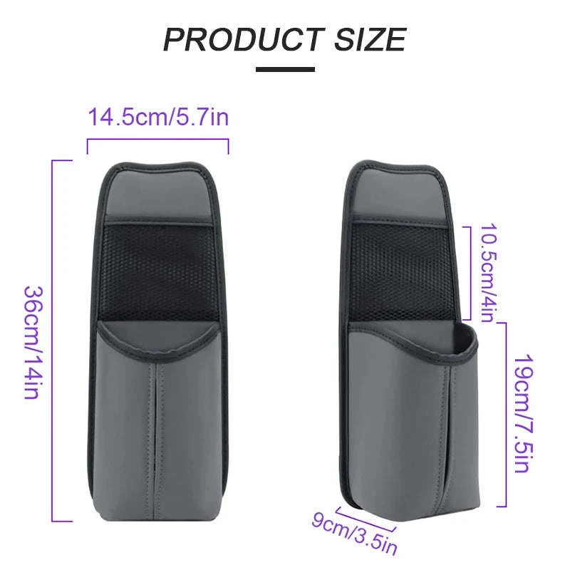 Car Seat Side Storage Bag with Tissue Holder-GRAY