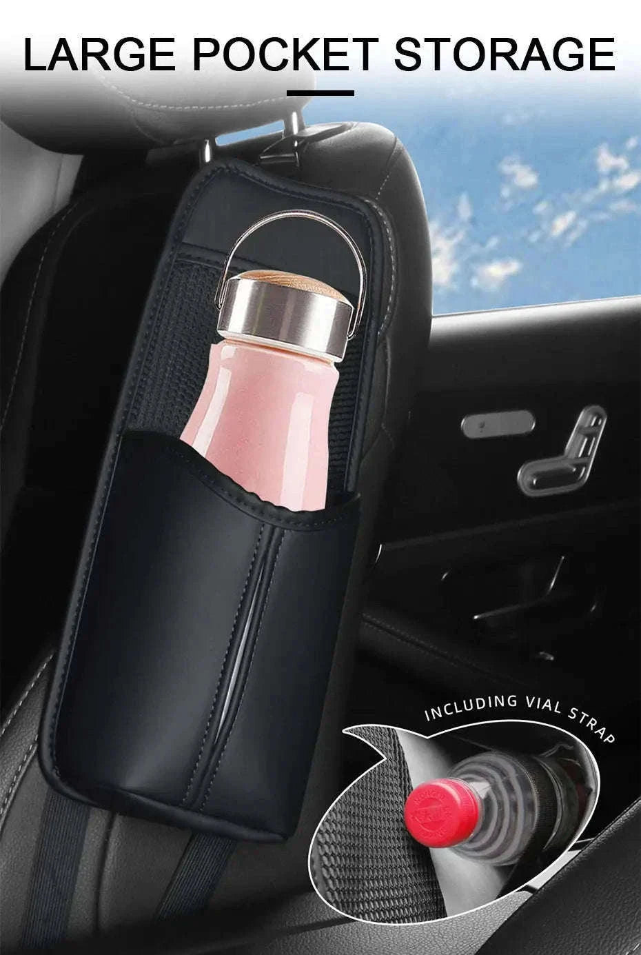 Car Seat Side Storage Bag with Tissue Holder-GRAY