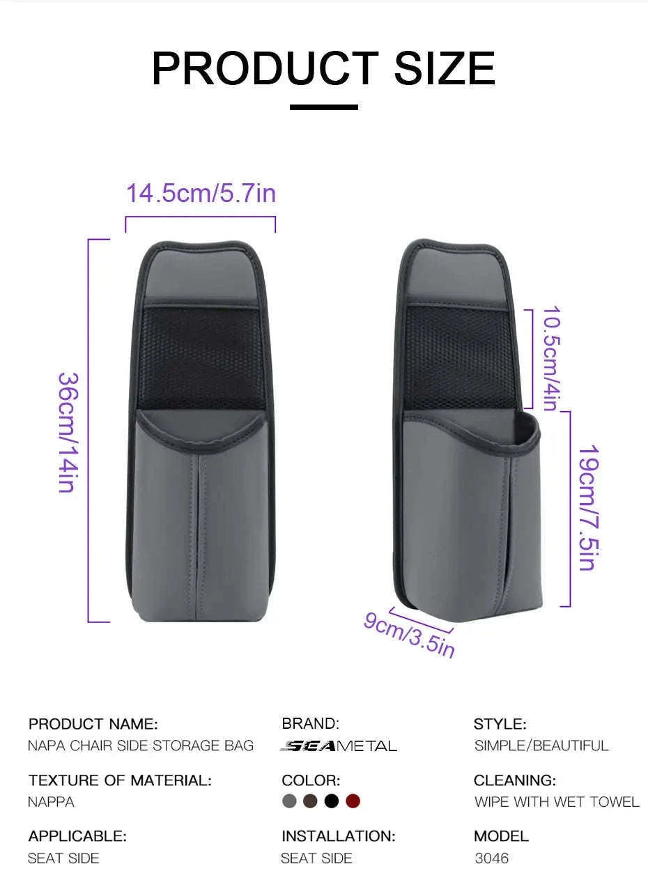 Car Seat Side Storage Bag with Tissue Holder-GRAY