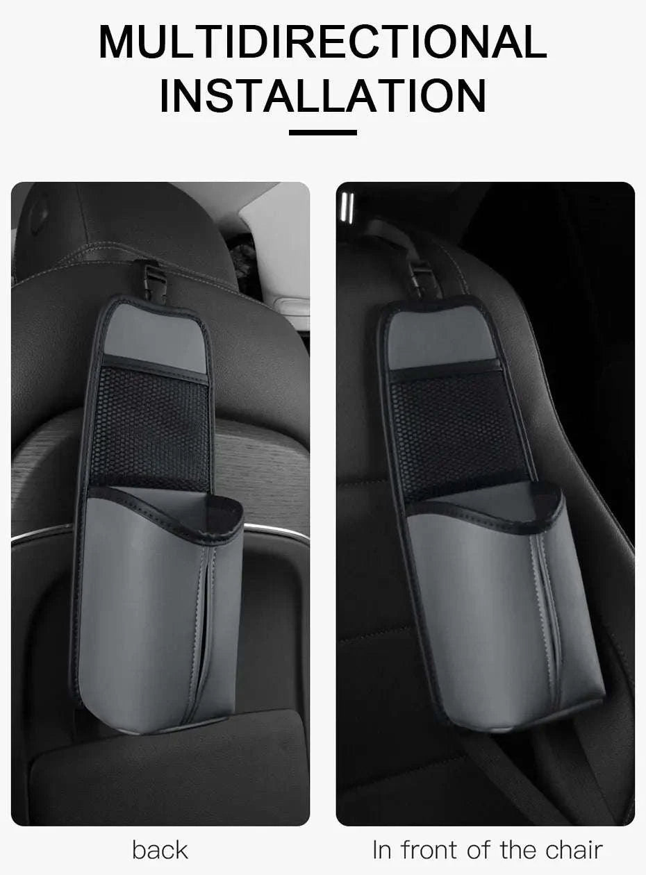 Car Seat Side Storage Bag with Tissue Holder-GRAY