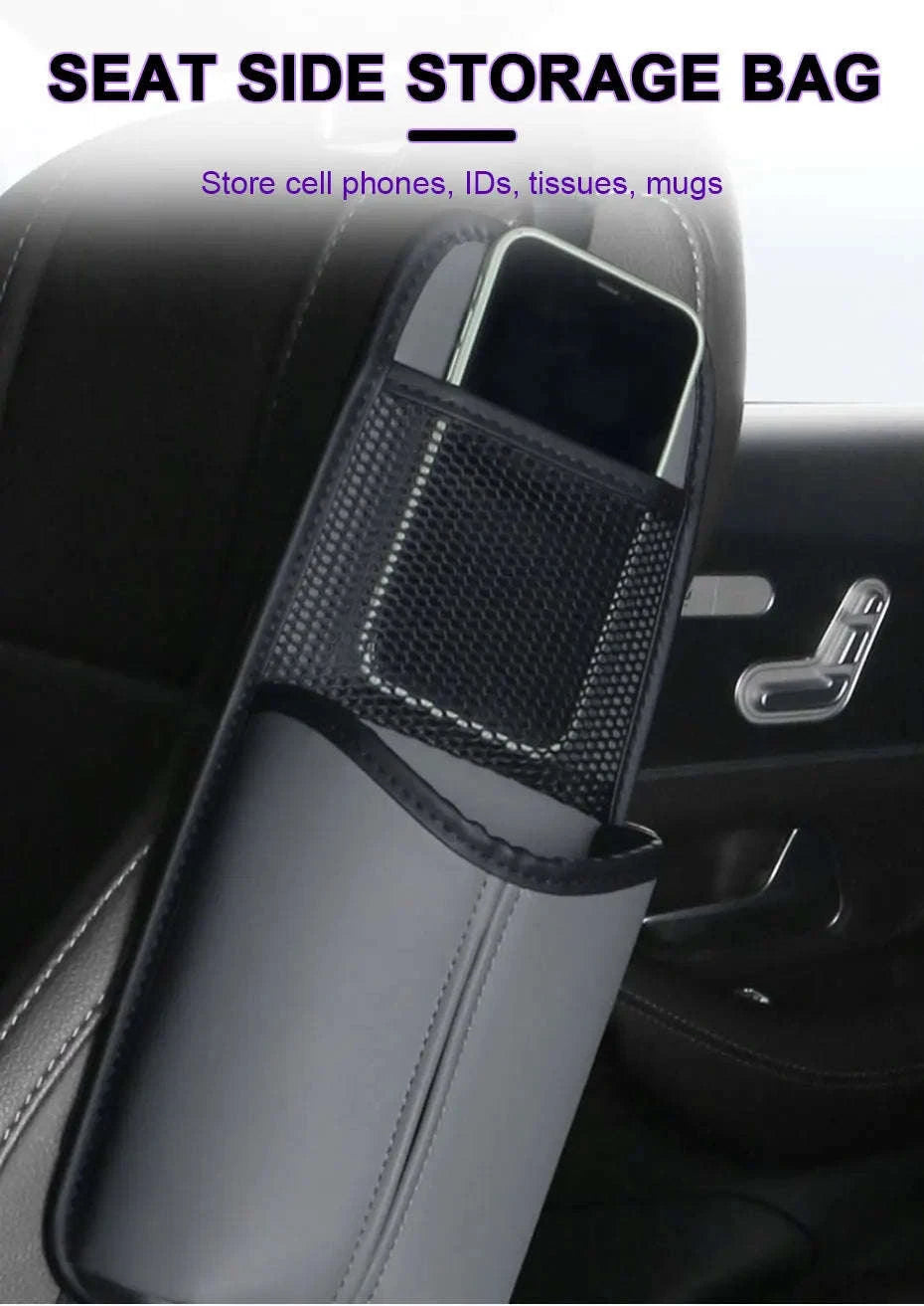 Car Seat Side Storage Bag with Tissue Holder-GRAY