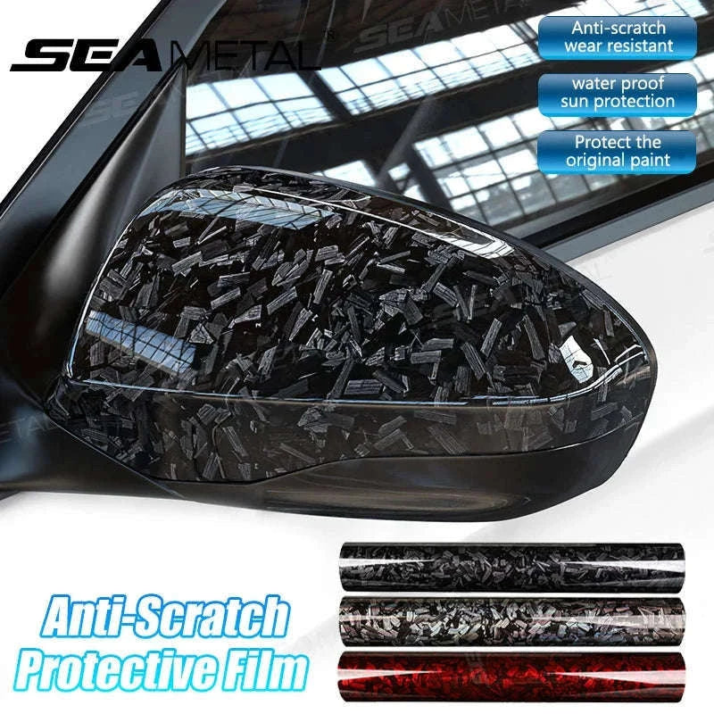 Car Side Mirror Protective Film Anti-Scratch Vinyl Sticker-Black 30x100cm