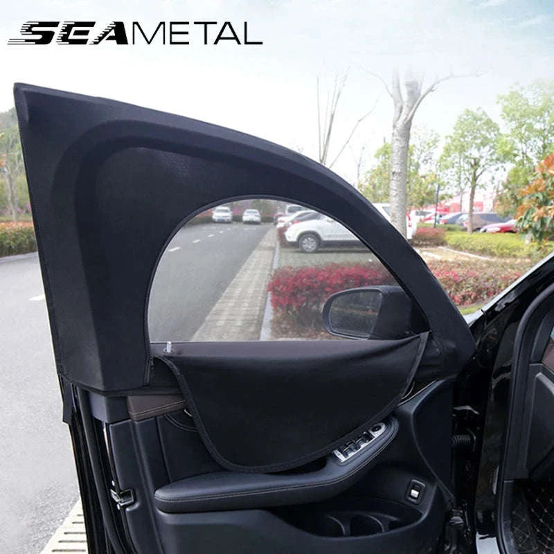 Car Side Window Sun Shade Mesh with Zipper-2pcs front window