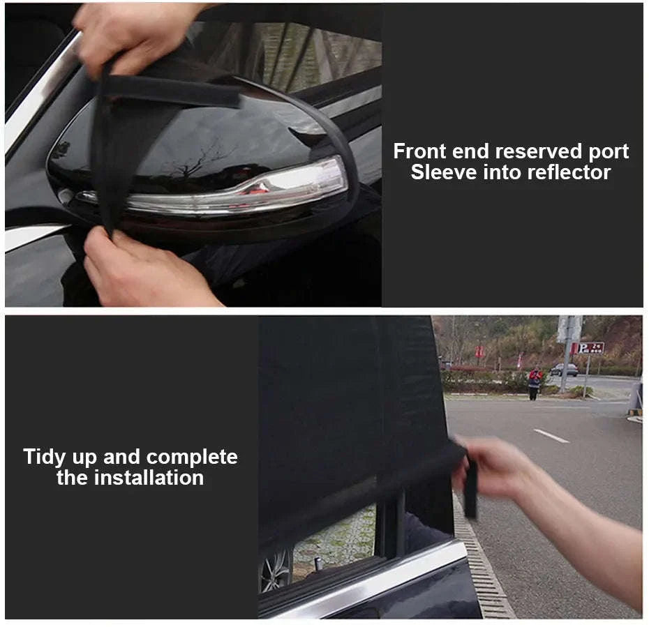 Car Side Window Sun Shade Mesh with Zipper-2pcs front window