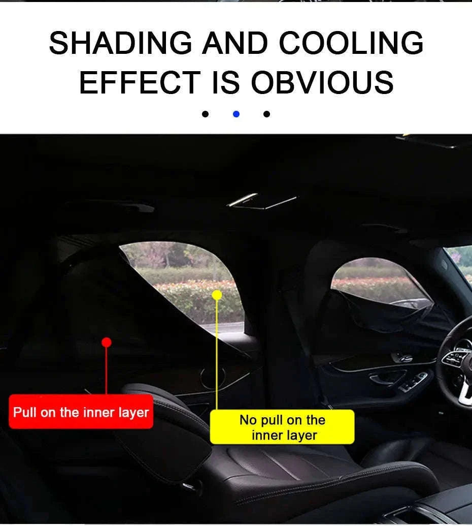 Car Side Window Sun Shade Mesh with Zipper-2pcs front window