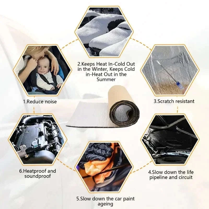 Car Sound Deadener and Thermal Insulation Mat 50x200cm 5/10mm-2000x500x5mm