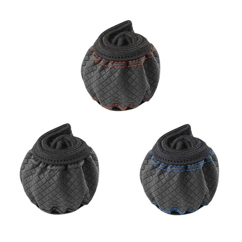 Car Steering Wheel Cover Anti-Slip PU Leather Universal 37-39cm-Black Blue