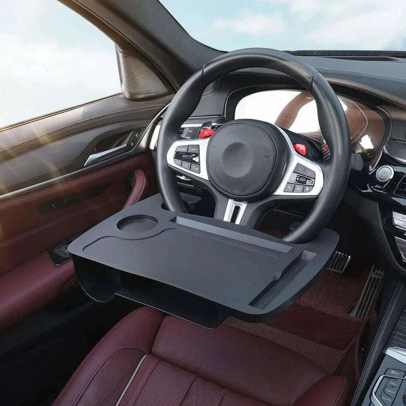 Car Steering Wheel Desk with Cup Holder-Black 1PC