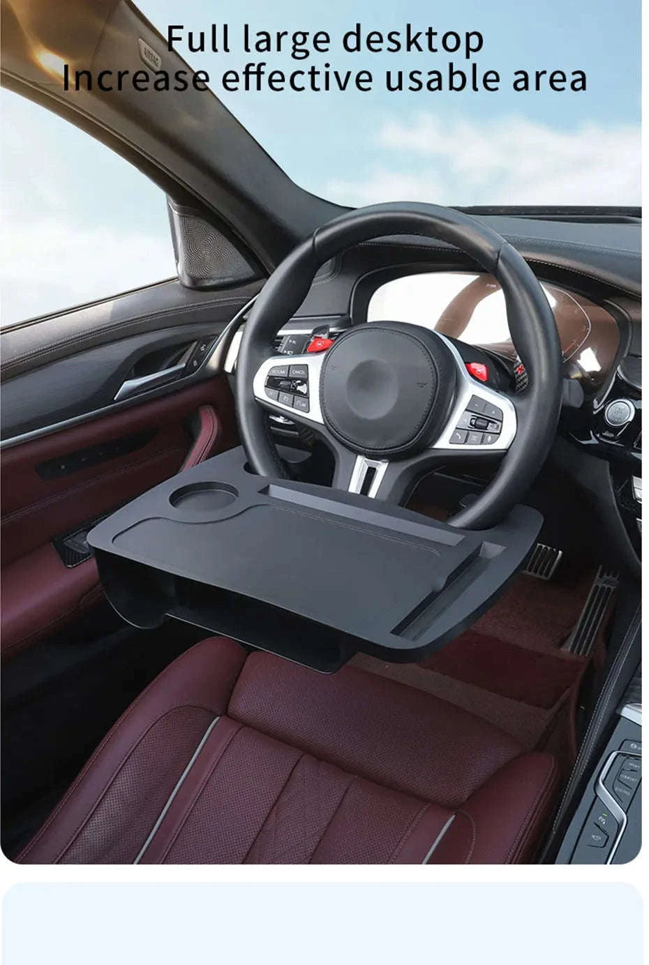 Car Steering Wheel Desk with Cup Holder-Black 1PC