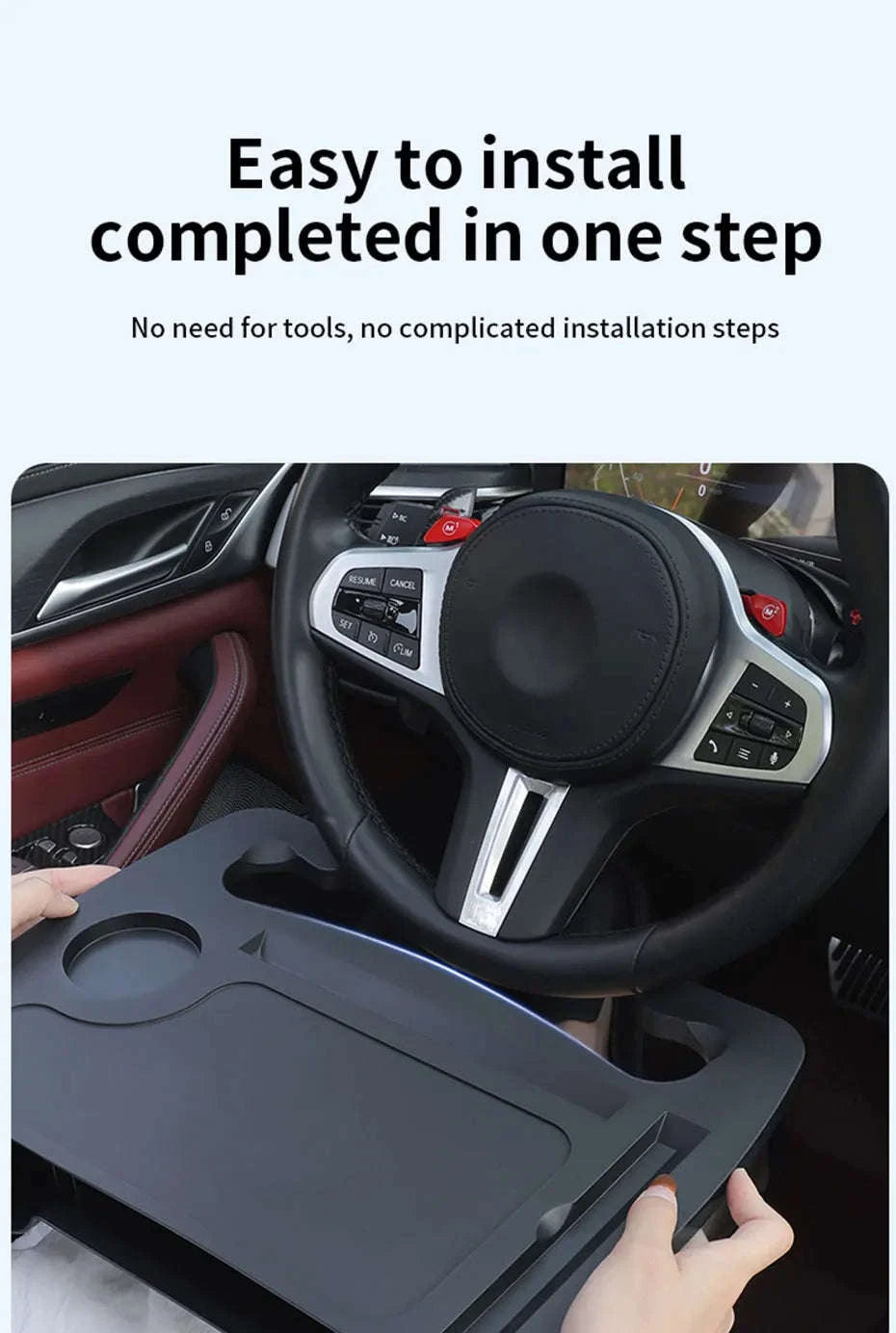 Car Steering Wheel Desk with Cup Holder-Black 1PC