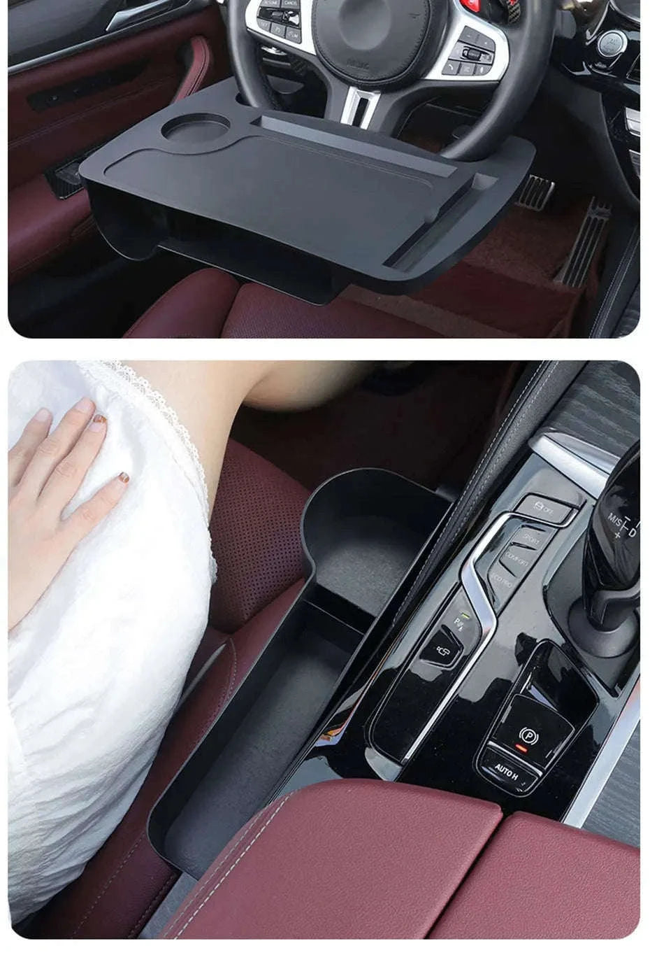 Car Steering Wheel Desk with Cup Holder-Black 1PC