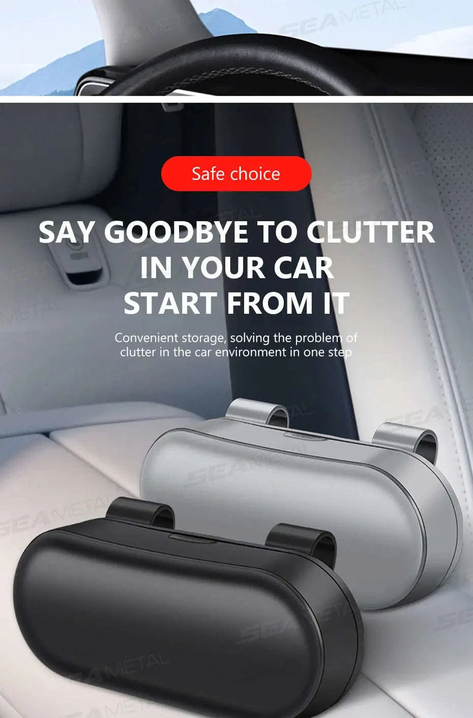 Car Sun Visor Glasses Case Anti-Scratch Sunglasses Storage Box-Gray