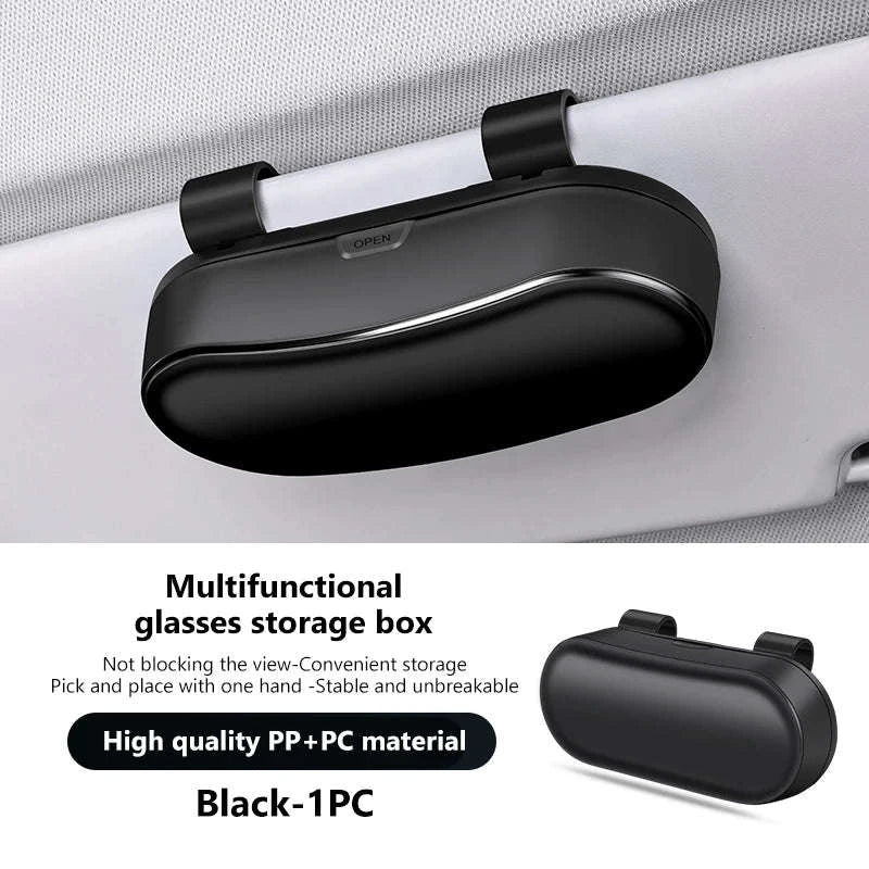 Car Sun Visor Glasses Case Anti-Scratch Sunglasses Storage Box-Gray