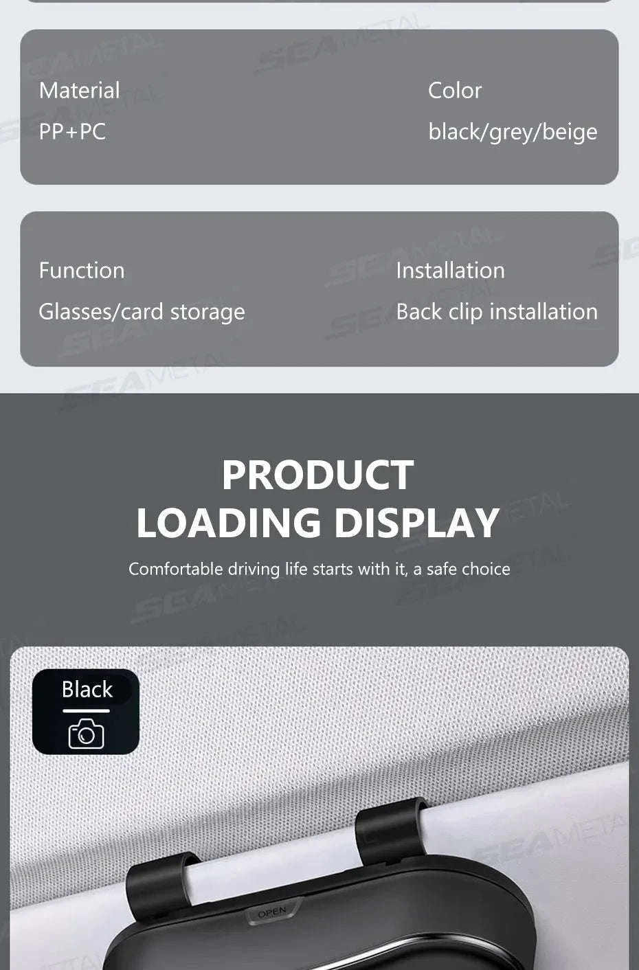 Car Sun Visor Glasses Case Anti-Scratch Sunglasses Storage Box-Gray
