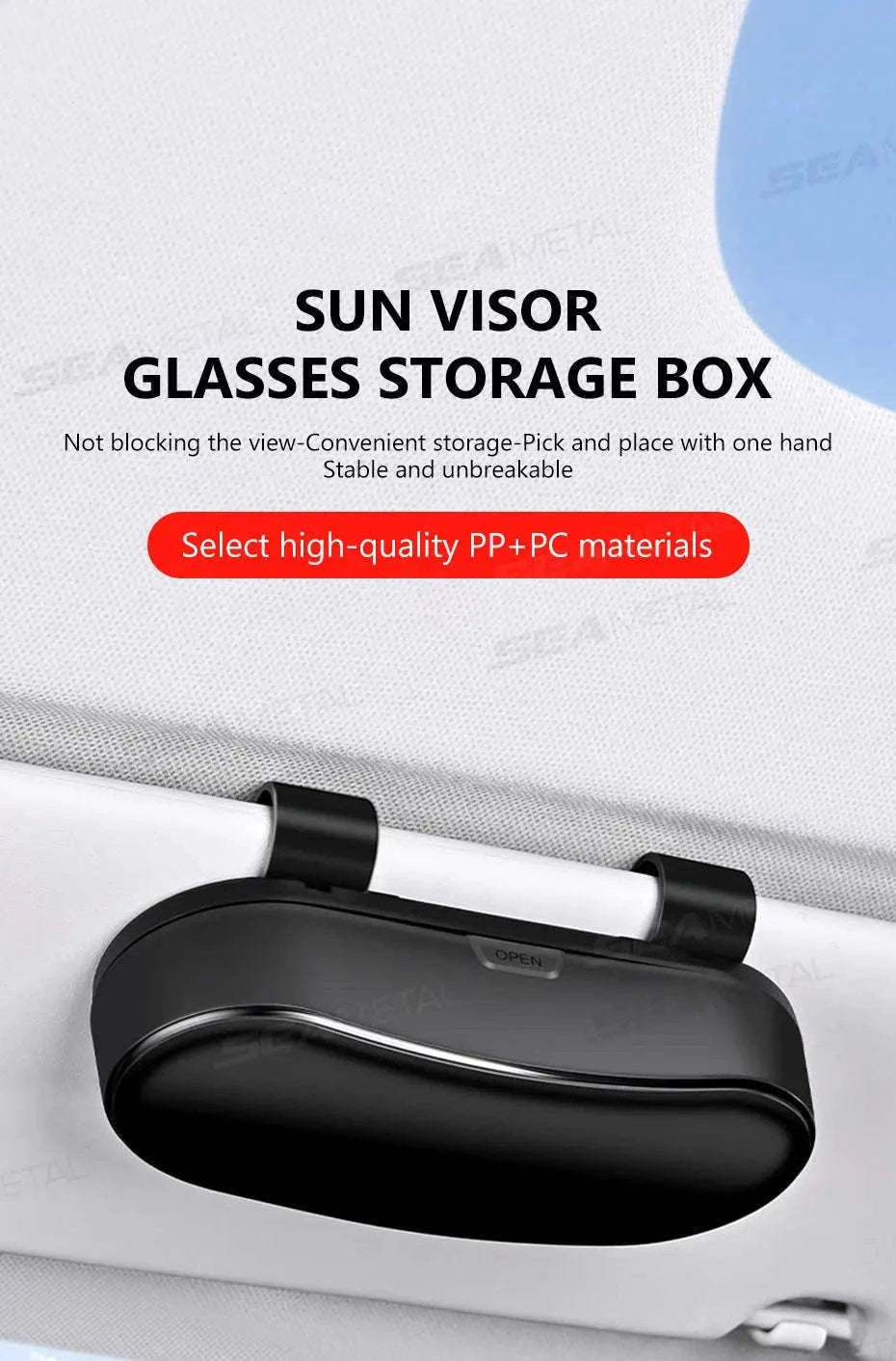 Car Sun Visor Glasses Case Anti-Scratch Sunglasses Storage Box-Gray