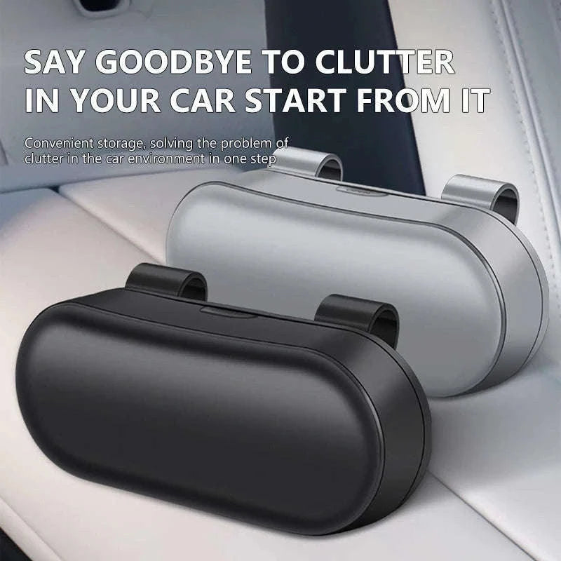 Car Sun Visor Glasses Case Anti-Scratch Sunglasses Storage Box-Gray