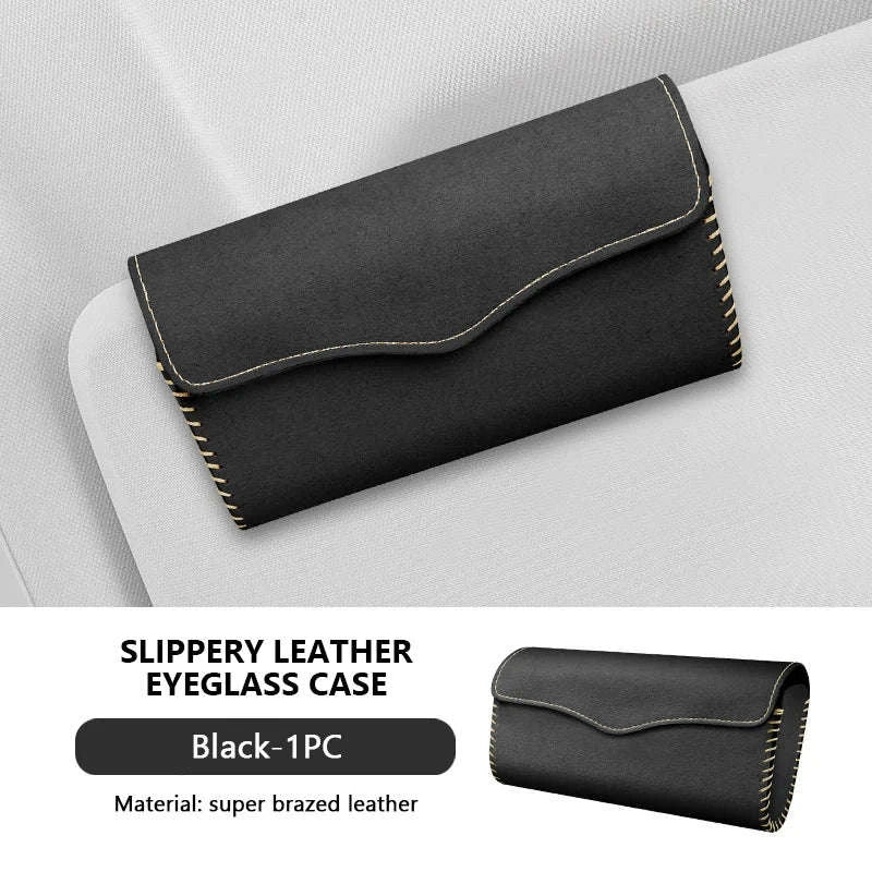 Car Sun Visor Glasses Case-Carbon fiber black