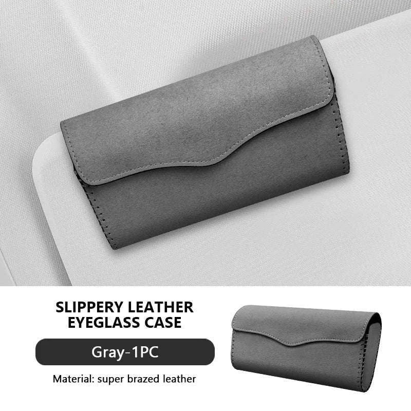 Car Sun Visor Glasses Case-Carbon fiber black