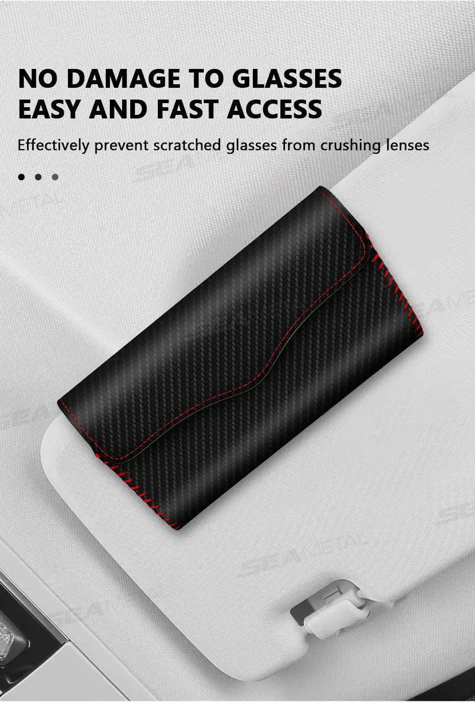 Car Sun Visor Glasses Case-Carbon fiber black