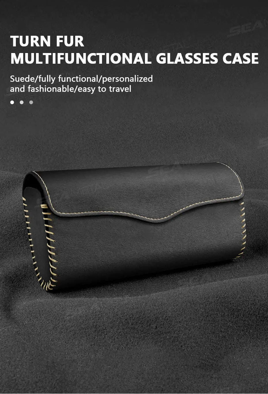 Car Sun Visor Glasses Case-Carbon fiber black
