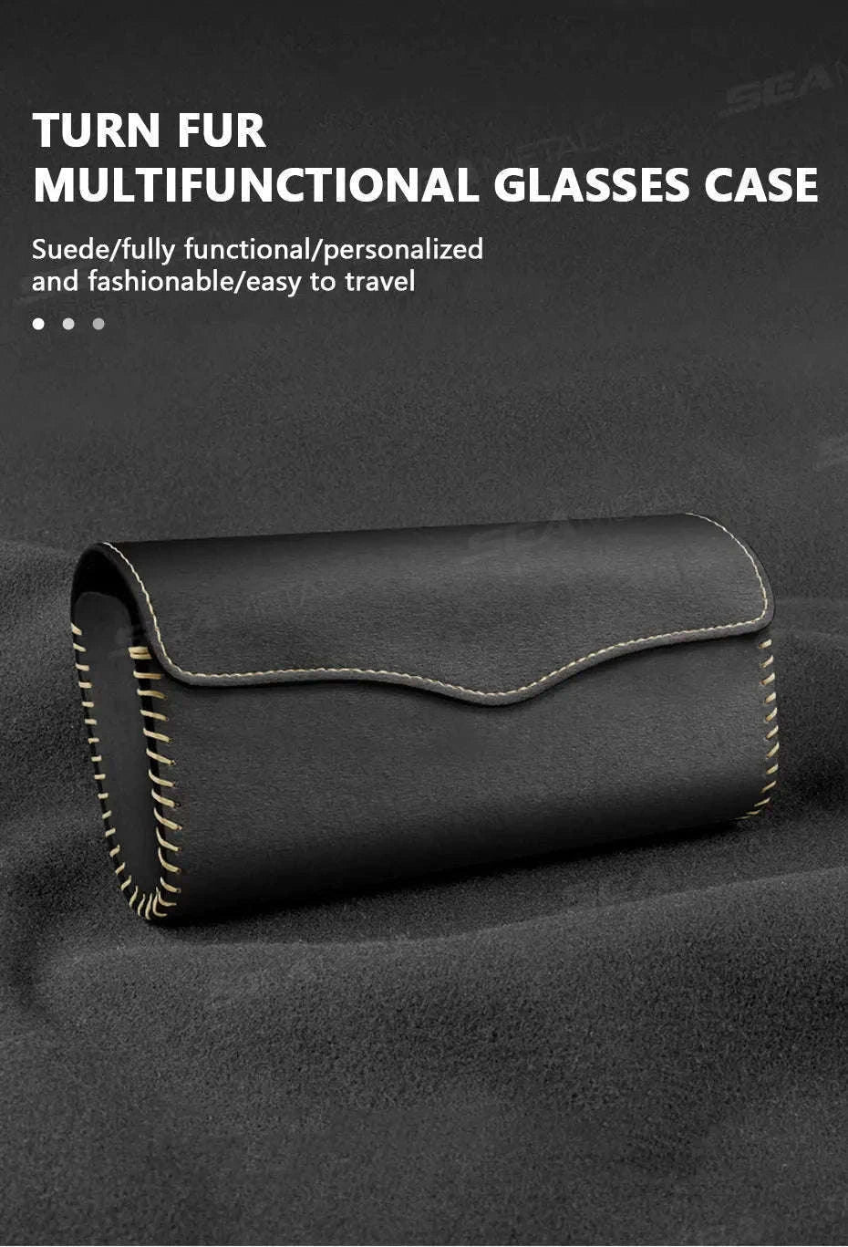 Car Sun Visor Glasses Case-Carbon fiber black