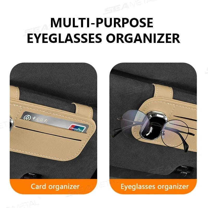Car Sun Visor Glasses Clip with Card Holder-Gray
