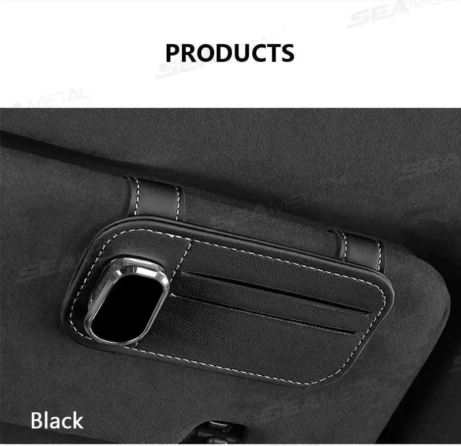 Car Sun Visor Glasses Clip with Card Holder-Gray