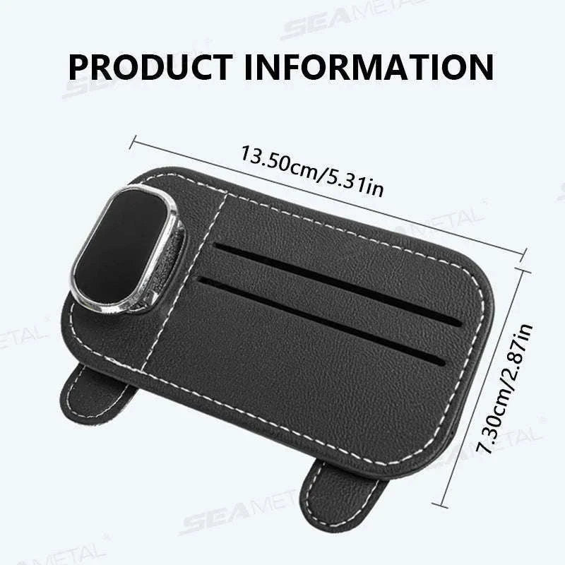 Car Sun Visor Glasses Clip with Card Holder-Gray