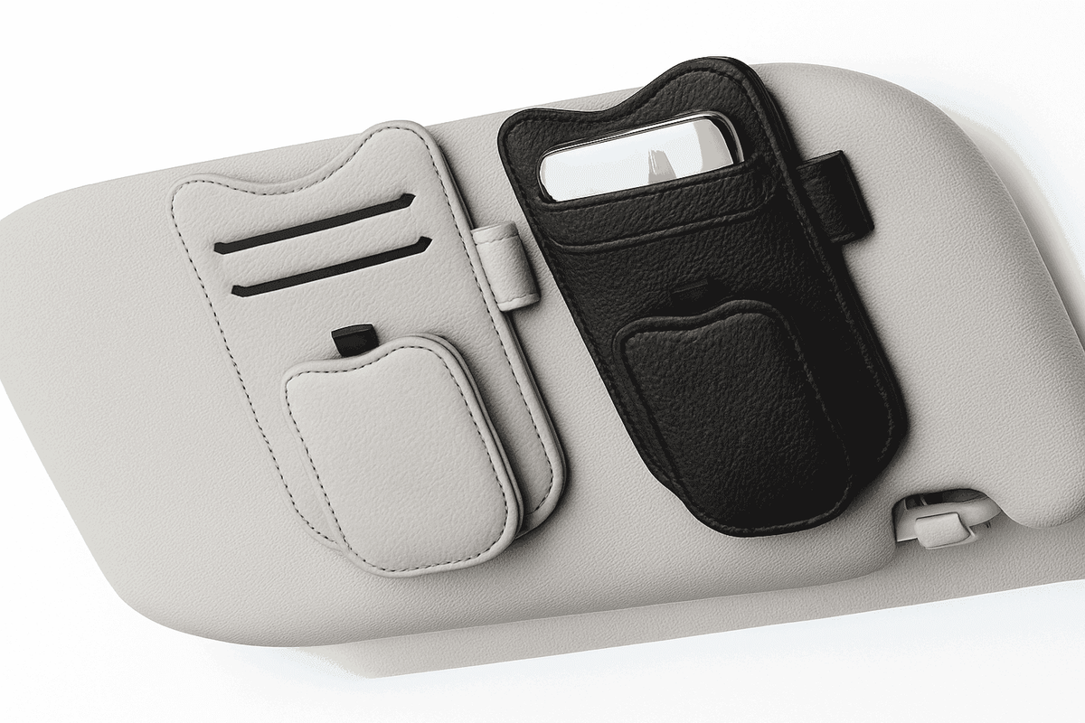 Car Sun Visor Glasses Holder Magnetic Clip Leatherette-White 2pcs