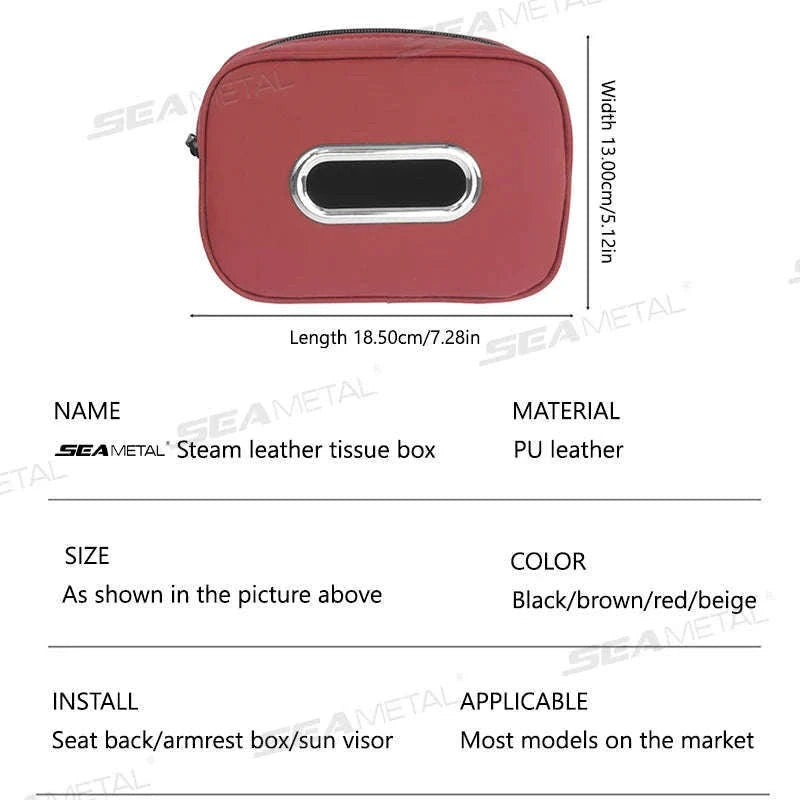 Car Tissue Holder with Adjustable Strap-Red 1pc