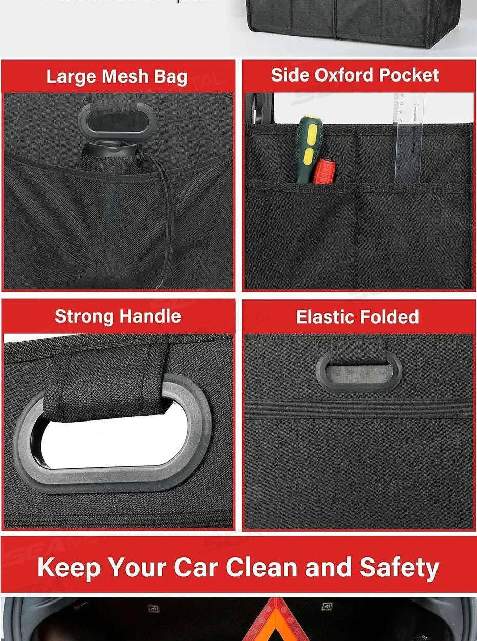 Car Trunk Organizer 63L Large-Capacity Foldable Storage Box-Black