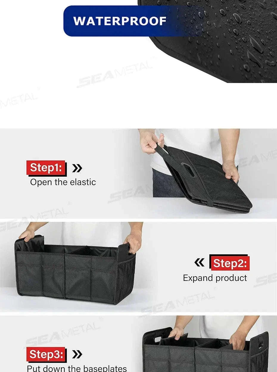Car Trunk Organizer 63L Large-Capacity Foldable Storage Box-Black