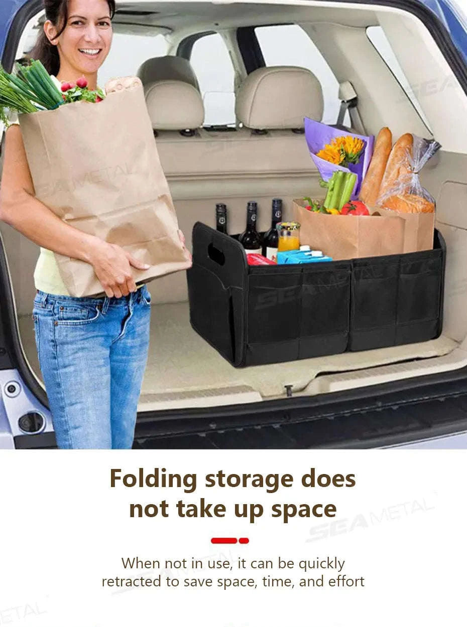 Car Trunk Organizer 63L Large-Capacity Foldable Storage Box-Black
