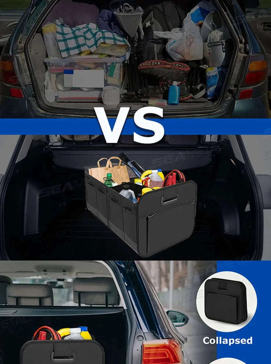 Car Trunk Organizer 63L Large-Capacity Foldable Storage Box-Black
