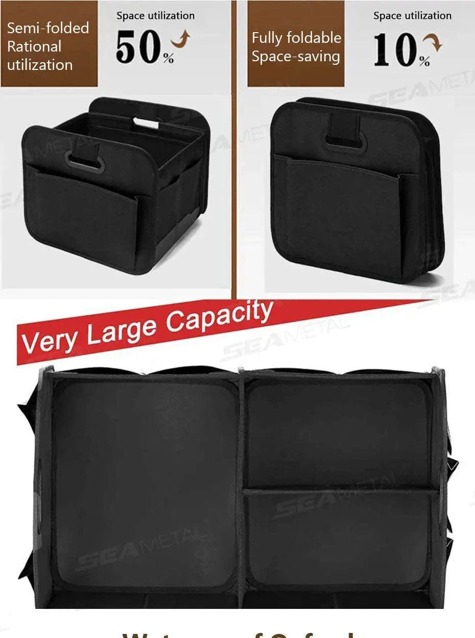 Car Trunk Organizer 63L Large-Capacity Foldable Storage Box-Black