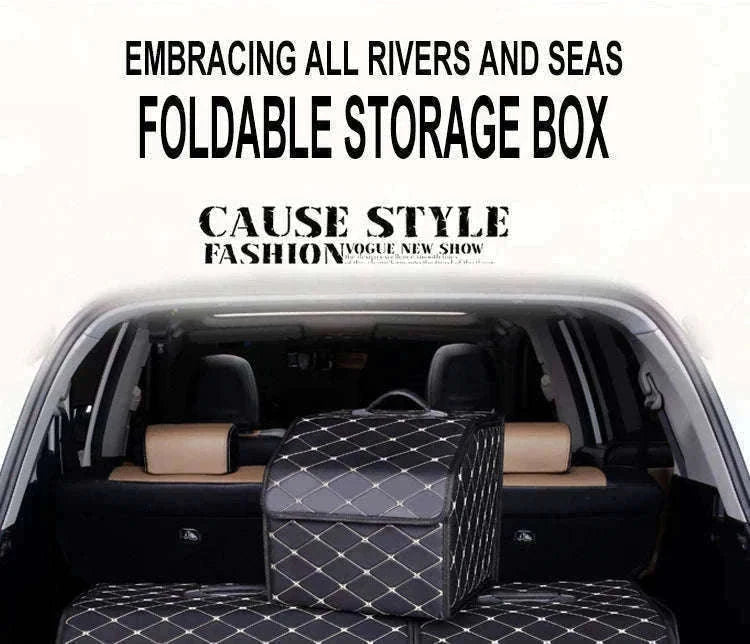 Car Trunk Organizer Box Large Capacity Foldable PU Storage Bag-golf S