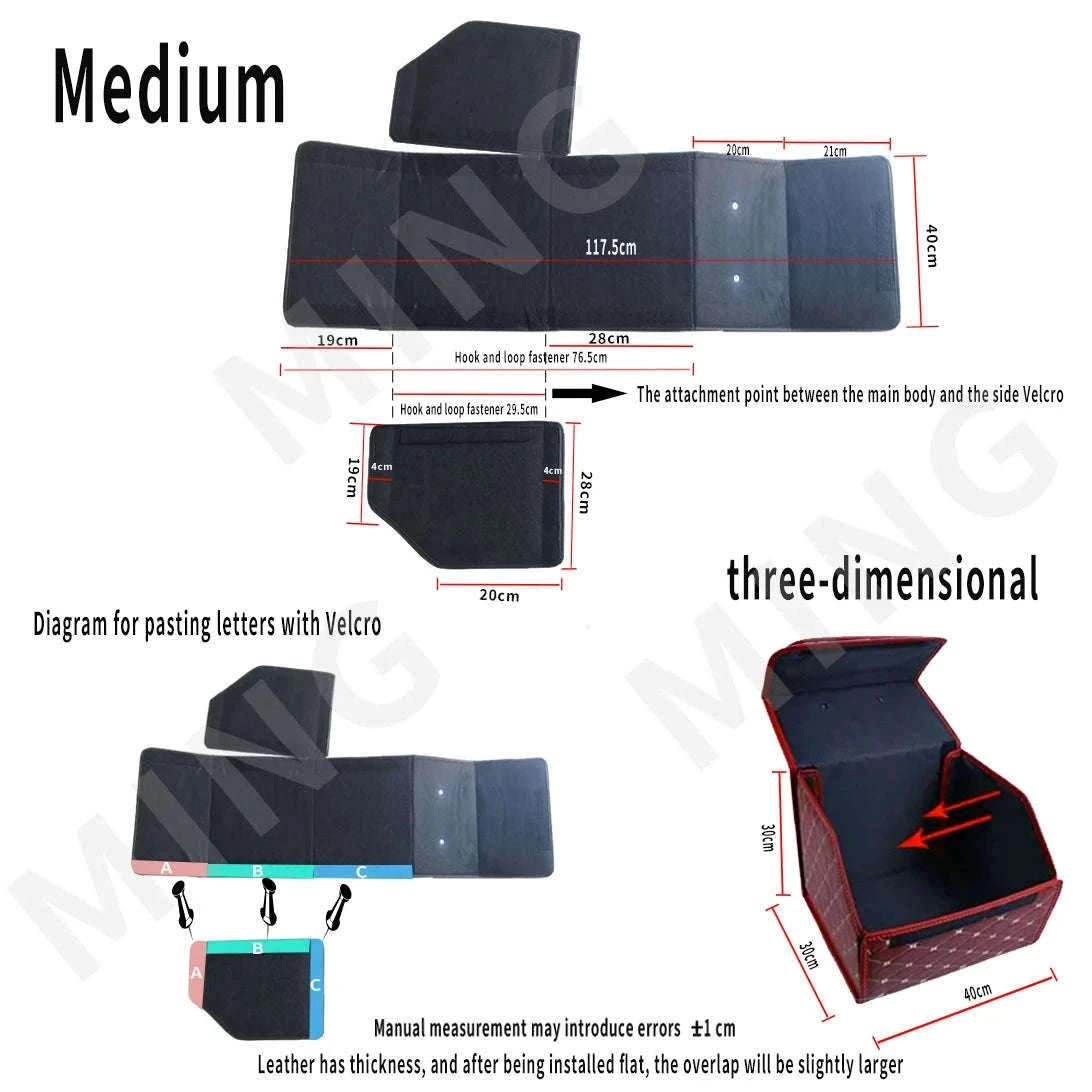 Car Trunk Organizer Box Large Capacity Foldable PU Storage Bag-golf S