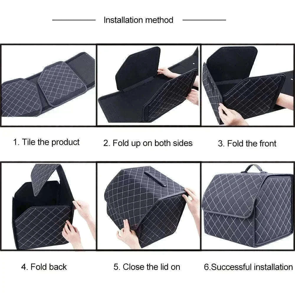Car Trunk Organizer Box Large Capacity Foldable PU Storage Bag-golf S