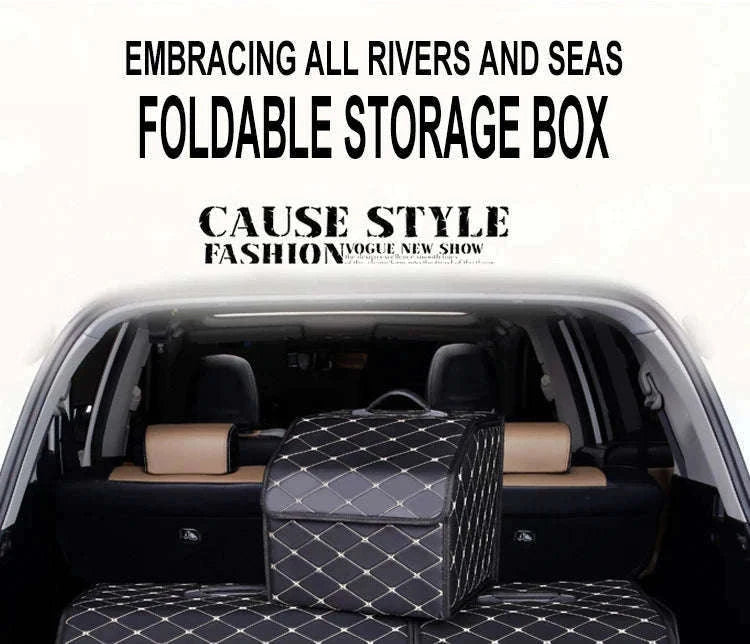 Car Trunk Organizer Box Large Capacity Foldable PU Storage Bag-golf S