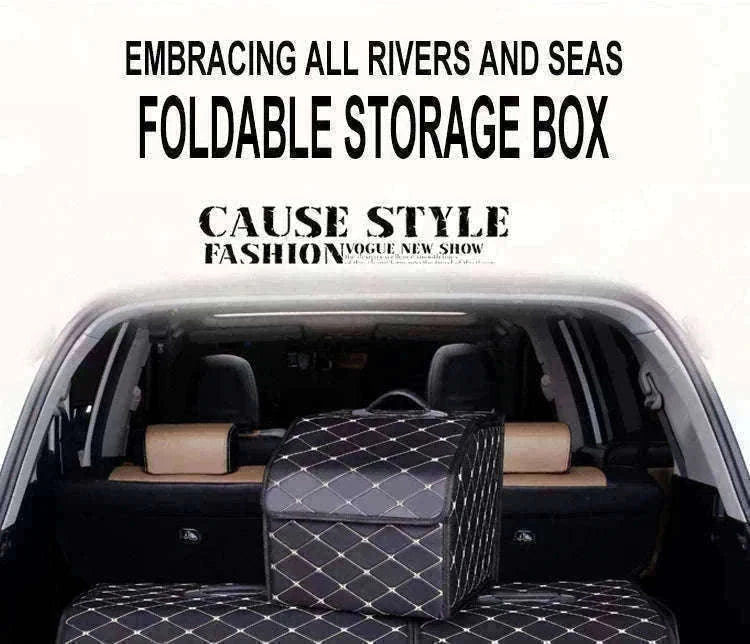 Car Trunk Organizer Box Large Capacity Foldable PU Storage Bag-golf S