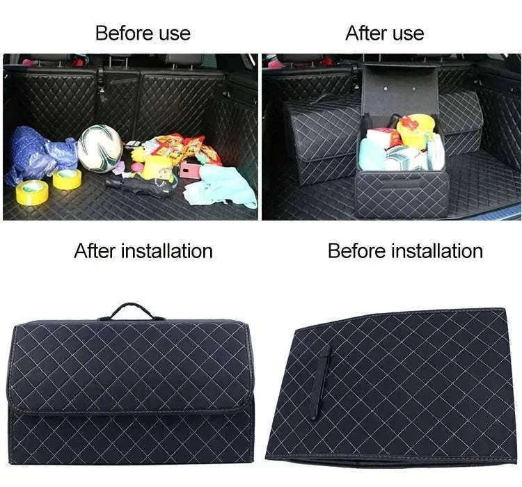 Car Trunk Organizer Box Large Capacity Foldable PU Storage Bag-golf S