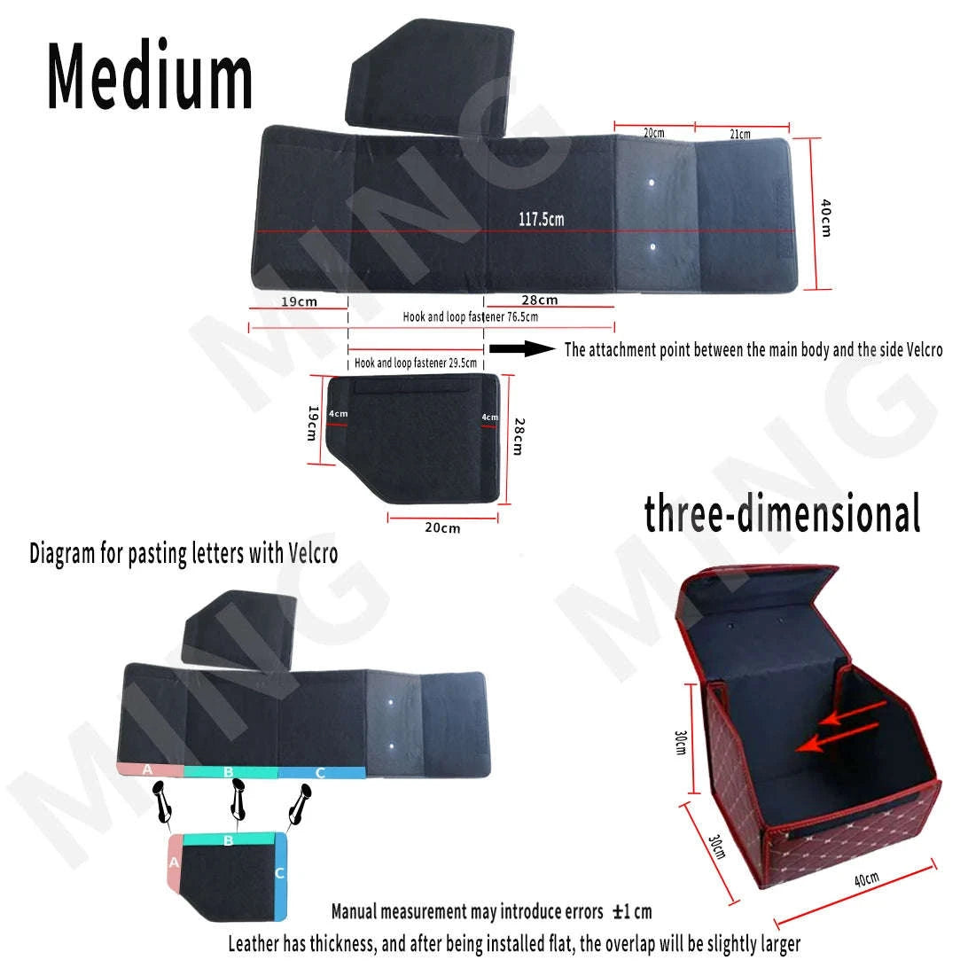Car Trunk Organizer Box Large Capacity Foldable PU Storage Bag-golf S