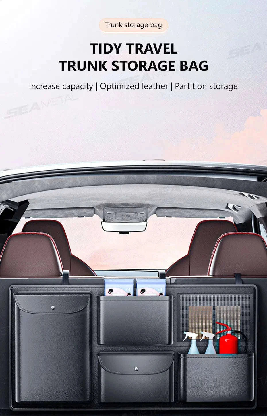 Car Trunk Organizer Multi-Pocket Backseat Hanging Storage Bag Waterproof-1 pc
