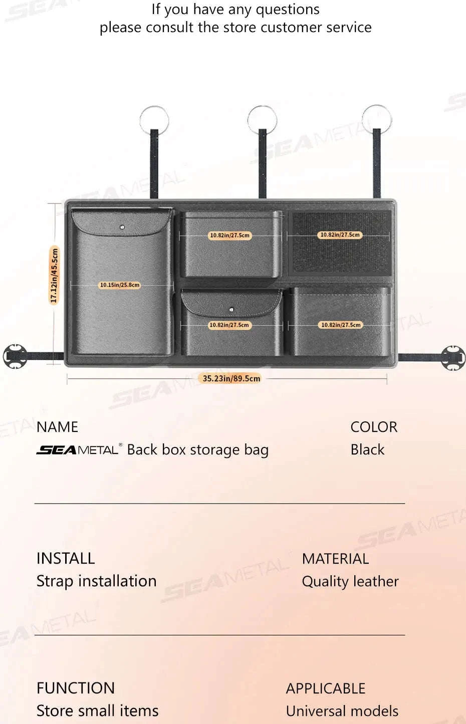 Car Trunk Organizer Multi-Pocket Backseat Hanging Storage Bag Waterproof-1 pc