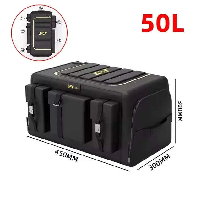 Car Trunk Storage Organizer With Lid, 70L Folding Oxford Cloth Storage Box-70L