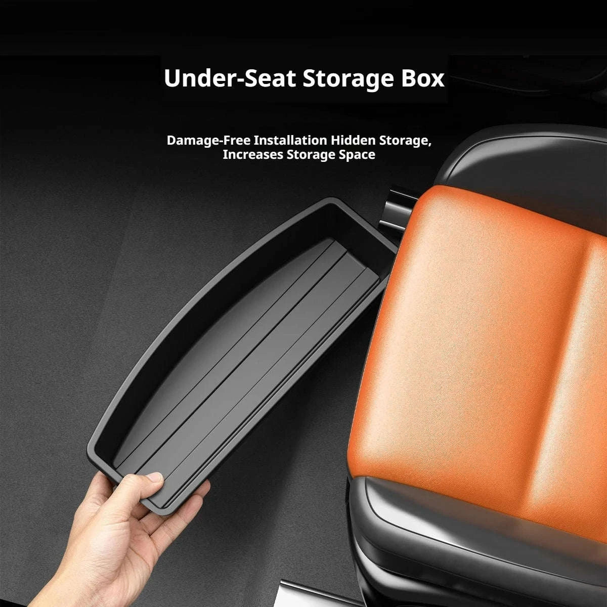 Car Under Seat Storage Box Pull Out Organizer Drawer Case Hidden Tray-Black 1PC