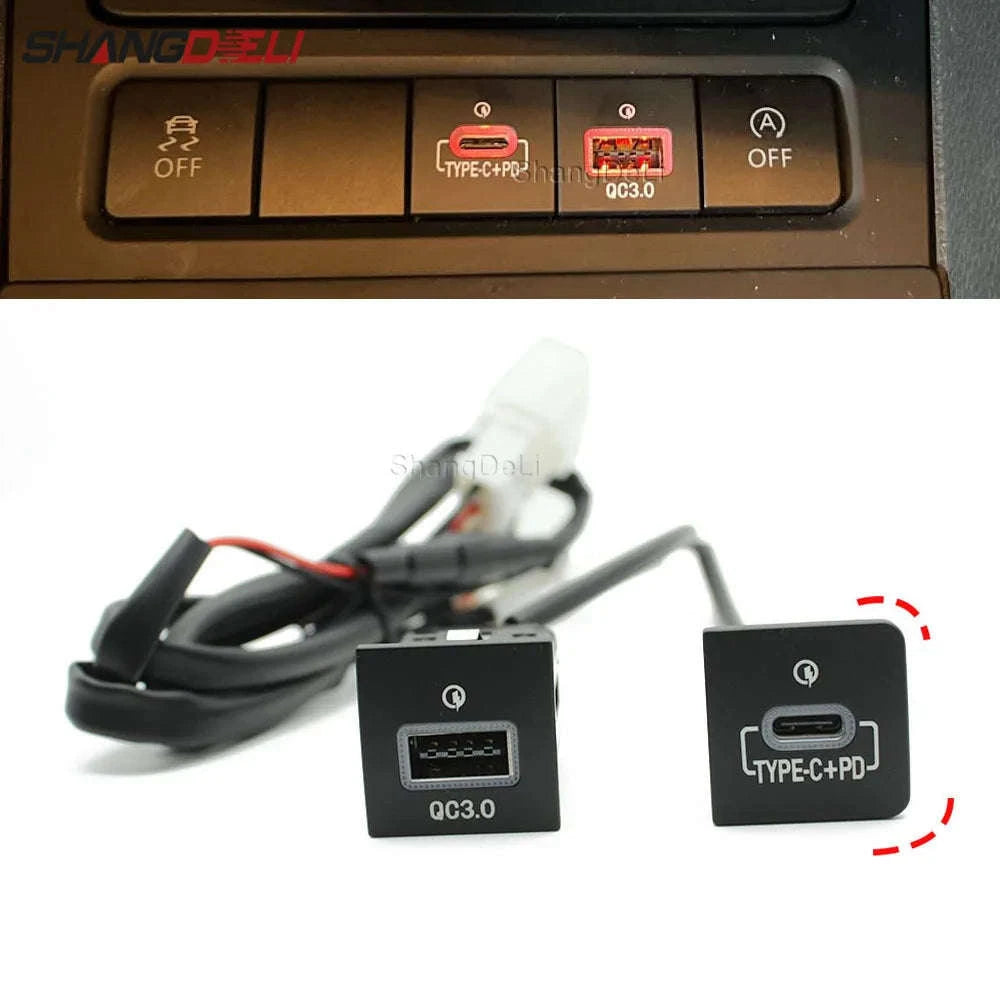 Car USB Charger PD Quick Charge Adapter for Select 2006-2012 Vehicles-USB and PD-right