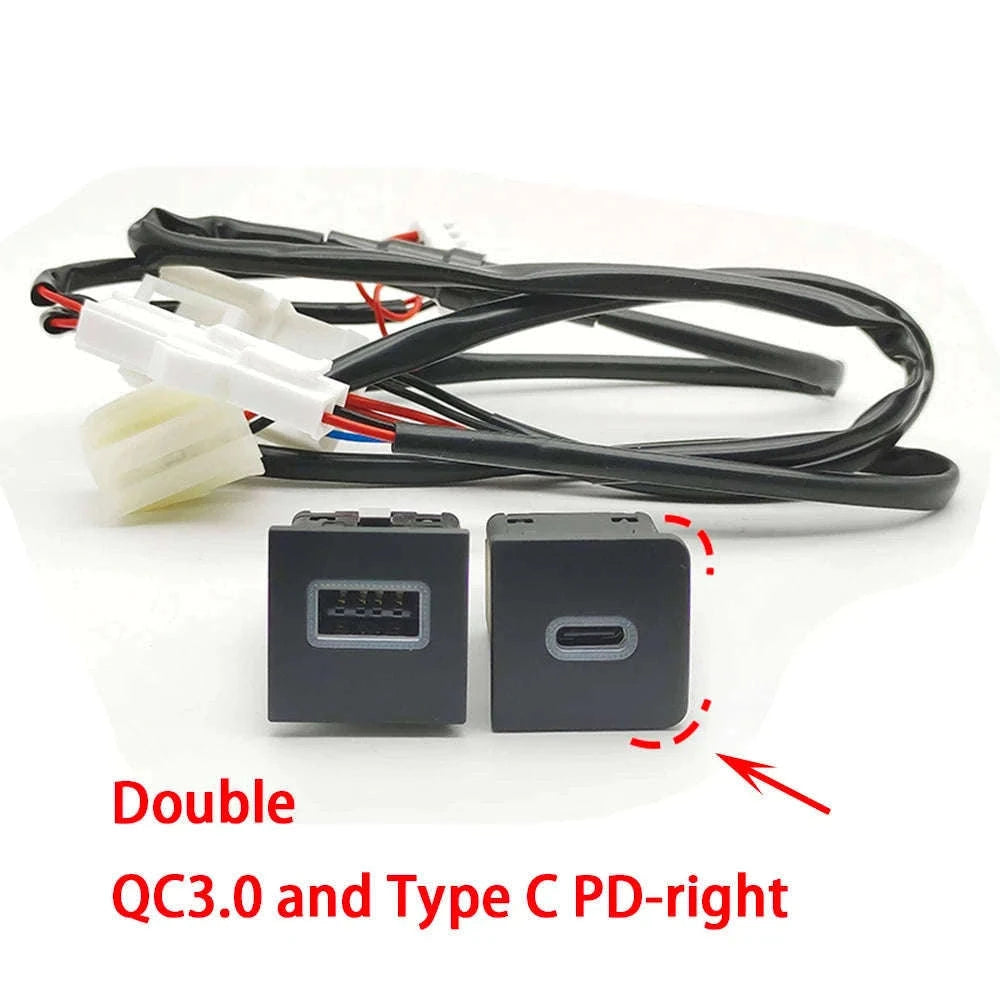 Car USB Charger PD Quick Charge QC3.0 Button Adapter-Single PD right