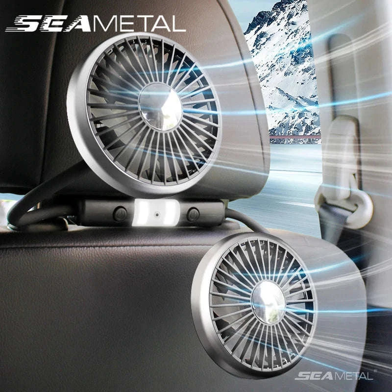 Car USB Fan Dual Head Adjustable Rear Seat Cooling Fan-1 set